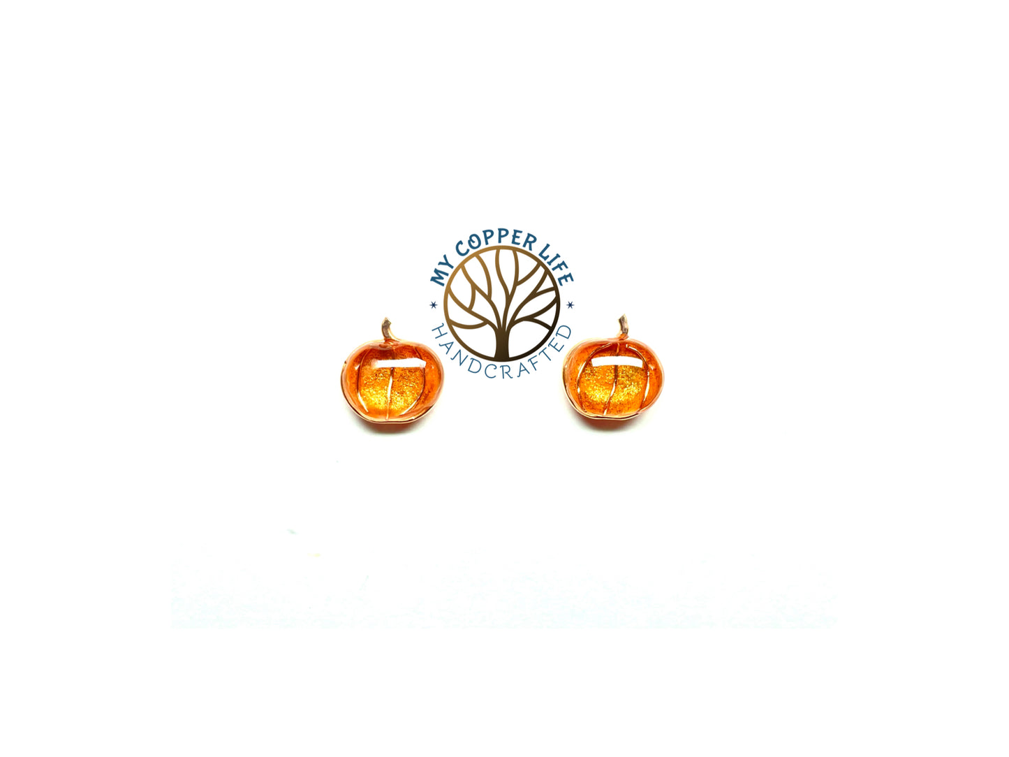Pumpkin Copper and Resin Post Earrings