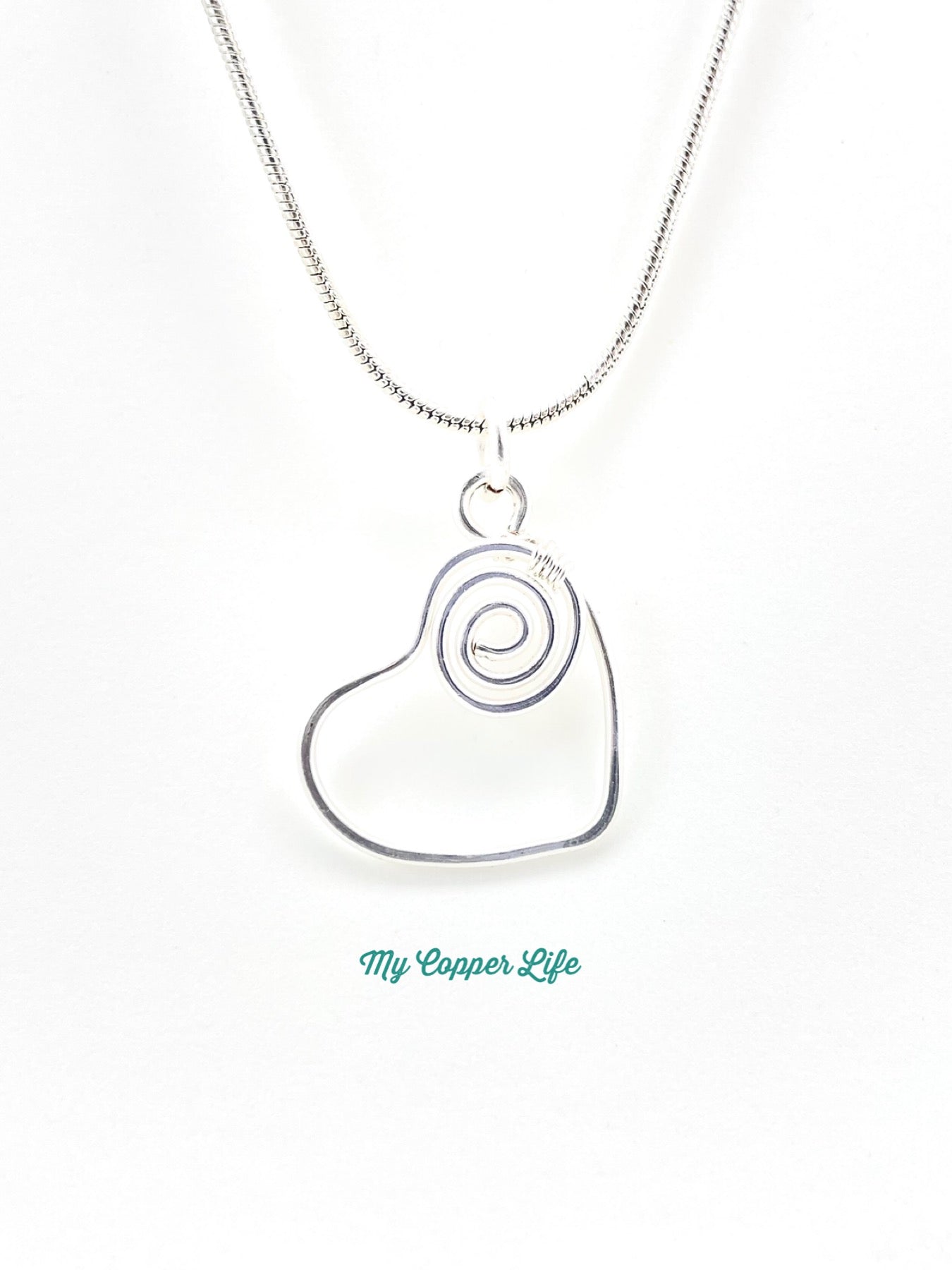Heart Swirl Pendant(Silver Plated Copper Wire)