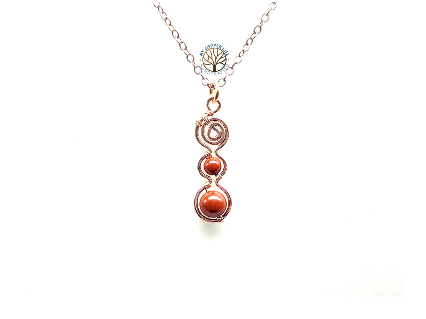 Red Jasper and Copper Beaded Pendant