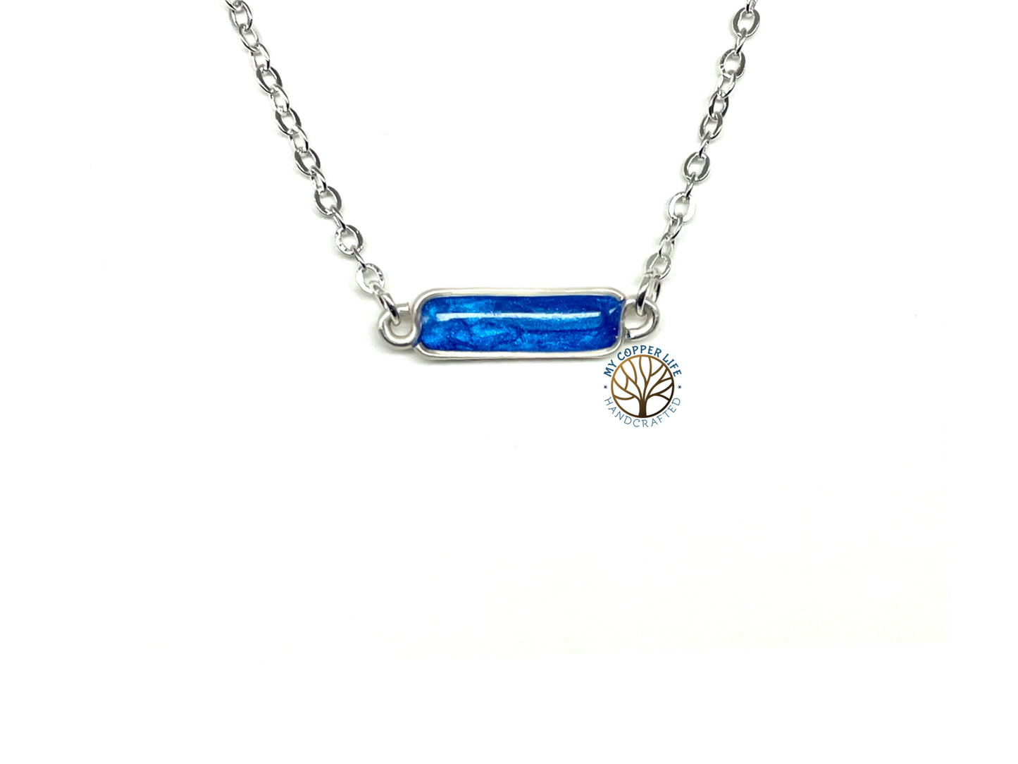 Silver and Blue Bar Pendant