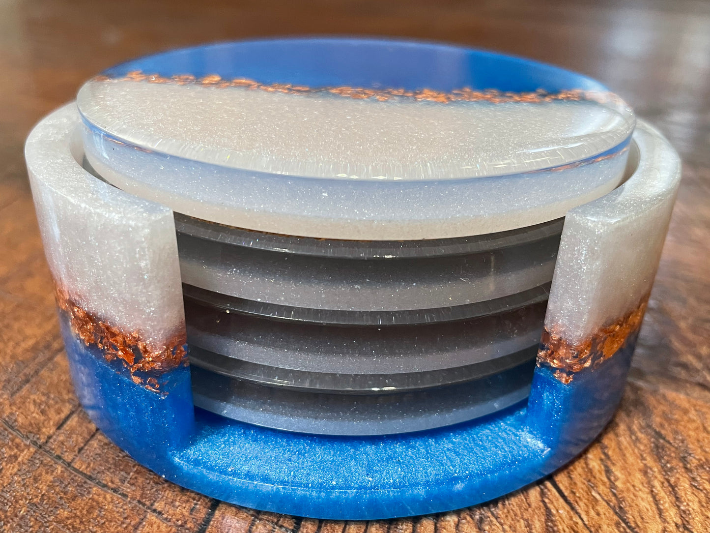 5 Piece Blue/Wht Coaster Set