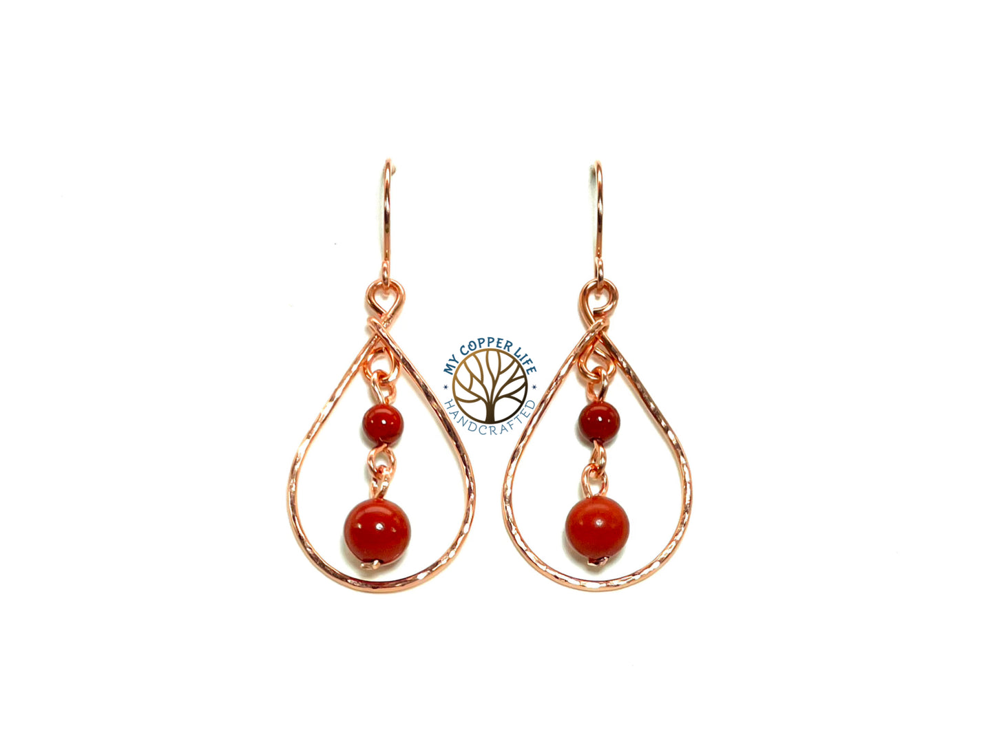 Jasper and Copper Wire Earrings