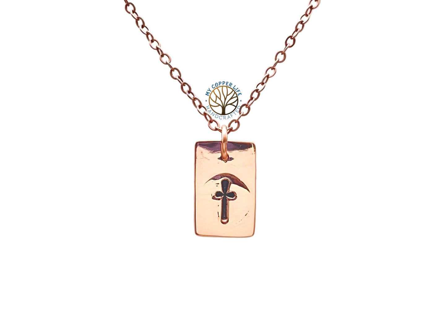 Copper Stamped Cross Necklace