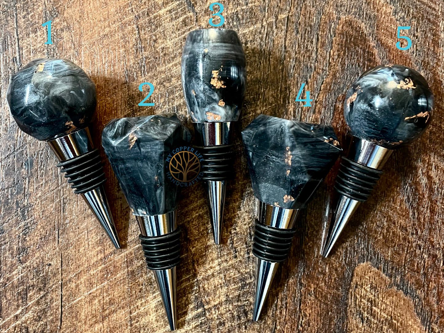 Black Marble & Copper Bottle Stopper
