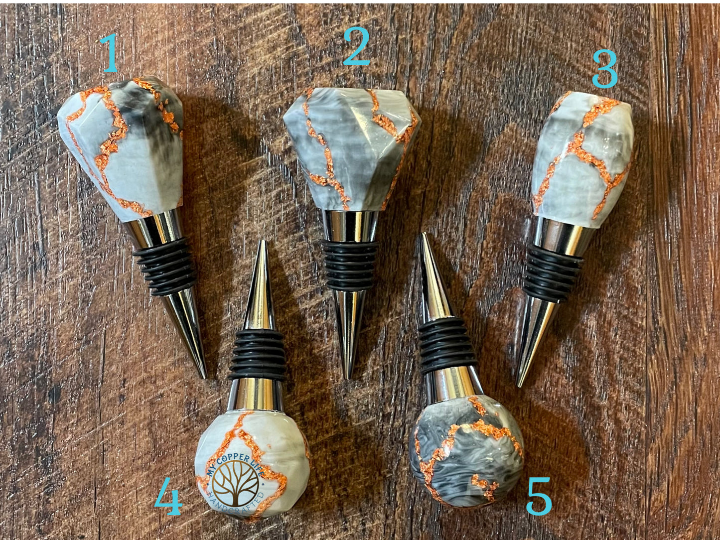 White Marble & Copper Bottle Stopper