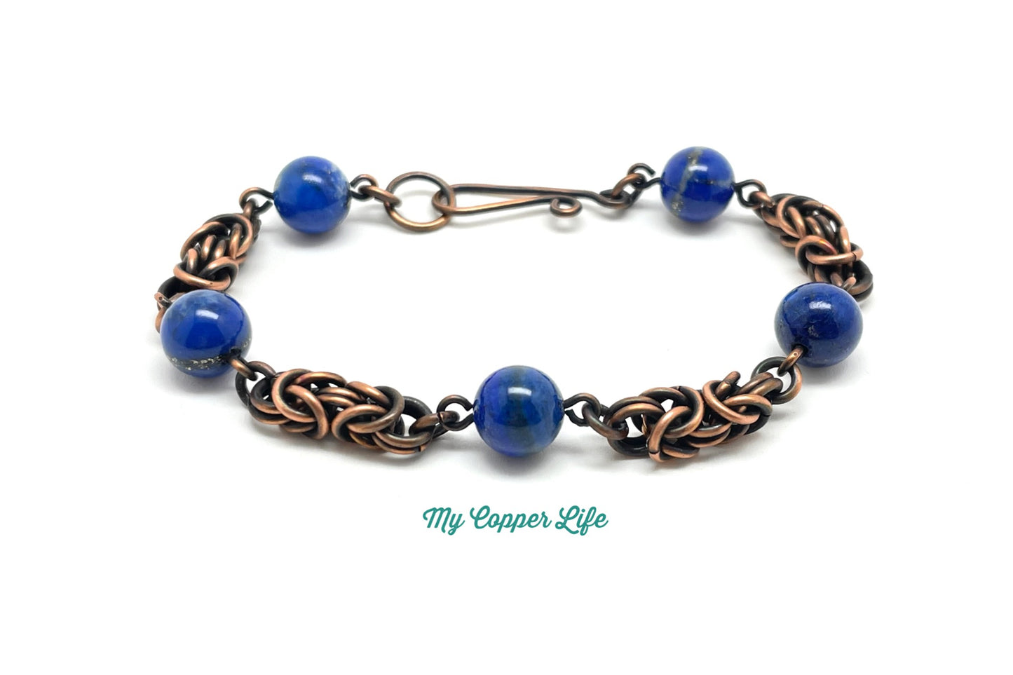 Byzantine Bracelet-Lapis Lazuli Beads(Copper Wire)