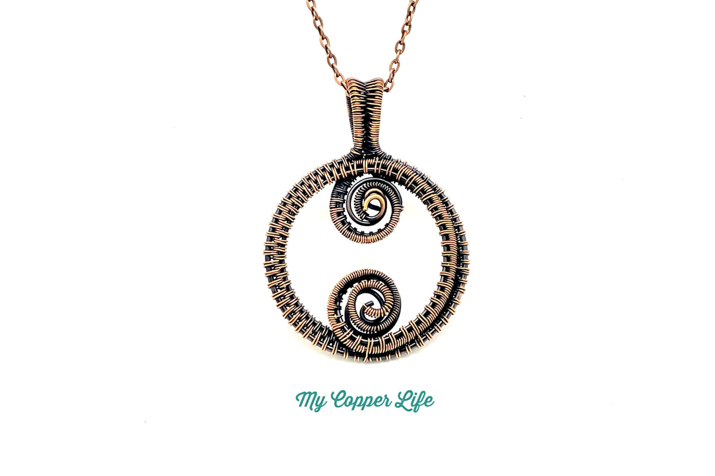 Circle Pendant-Double Swirls(Copper Wire)