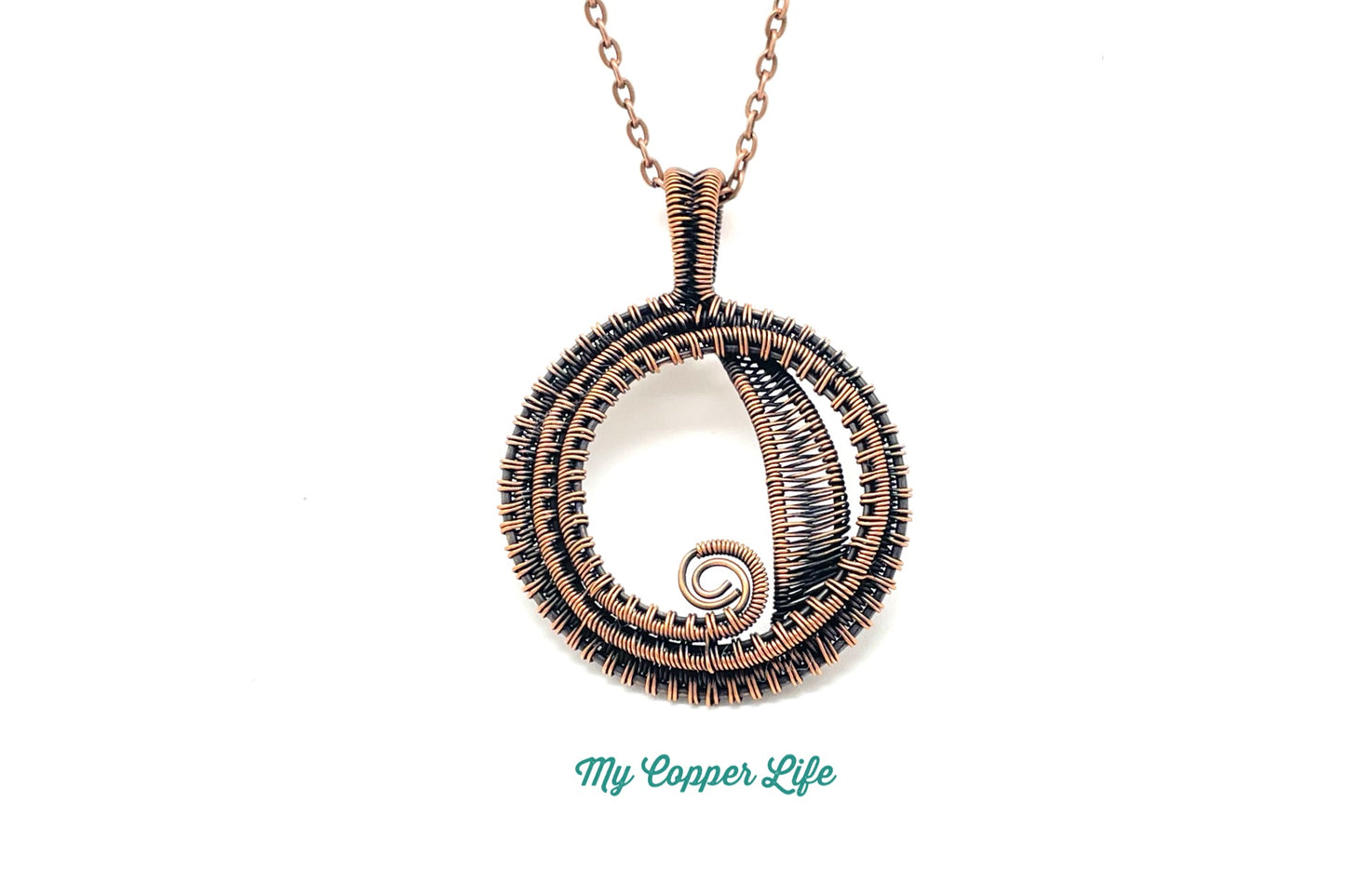 Circle Pendant-Swirl and Stripe(Copper Wire)