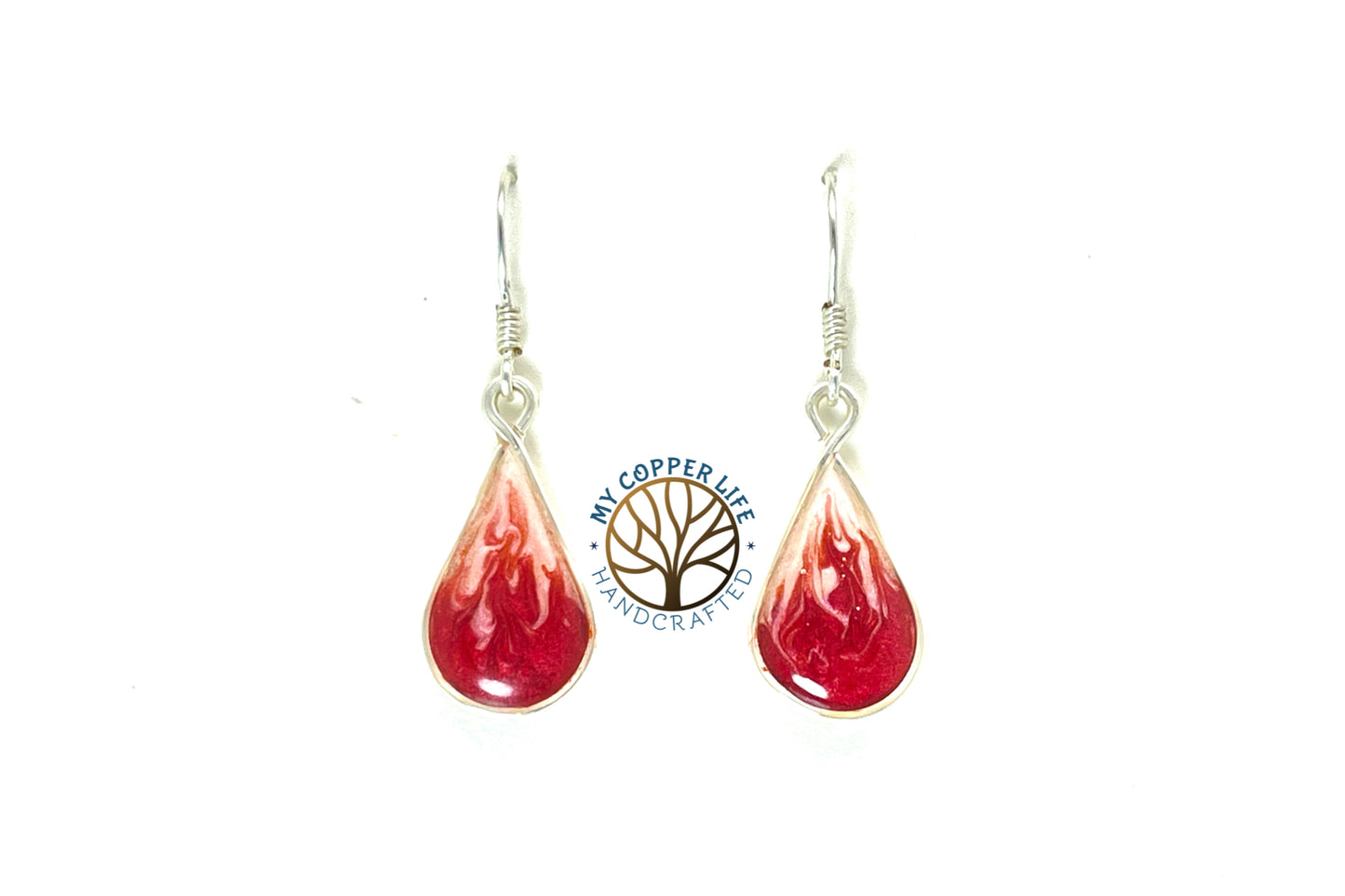 Silver Plated Copper wire and Resin Earrings
