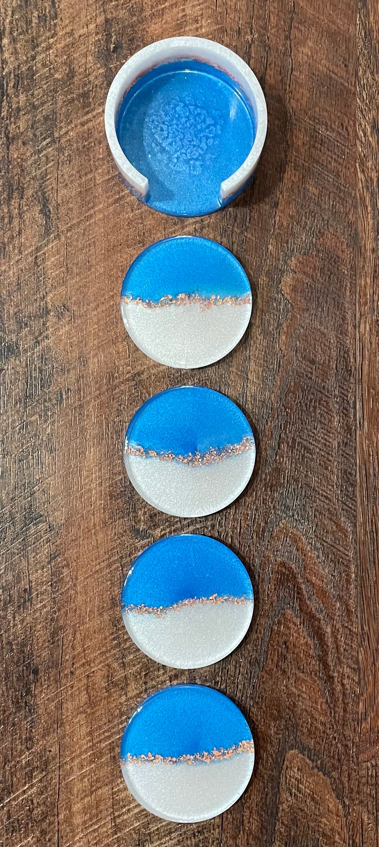 5 Piece Blue/Wht Coaster Set