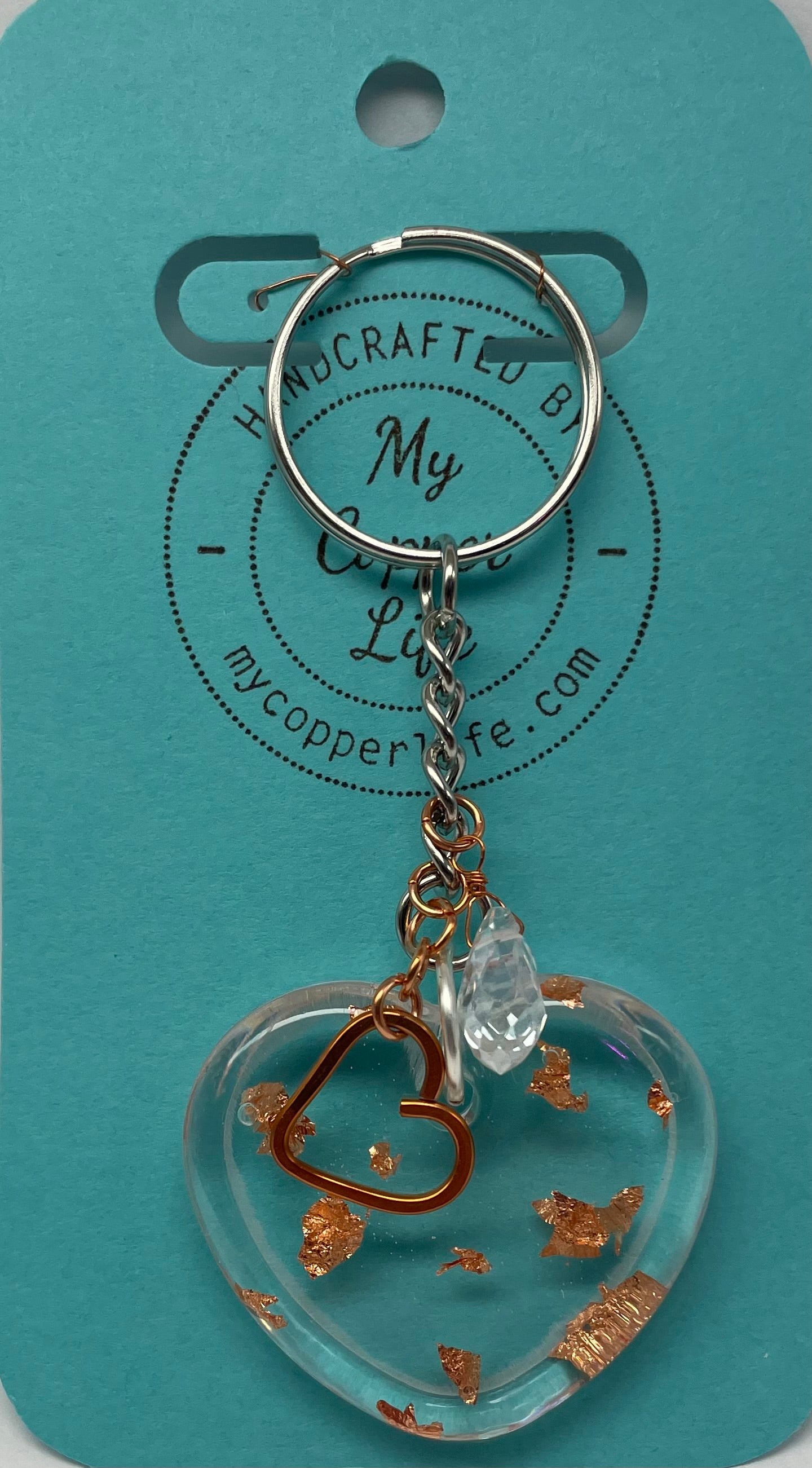 Copper & Resin Heart Keychain