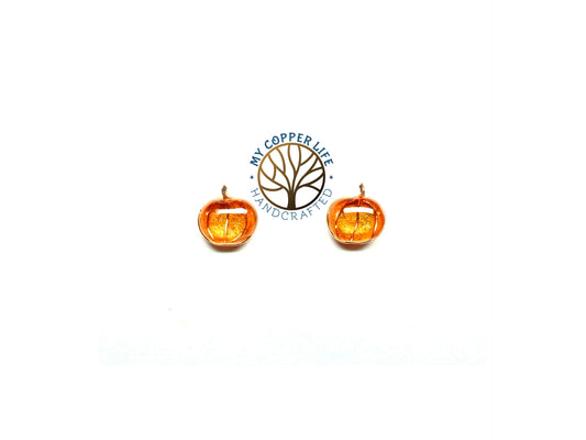Pumpkin Copper and Resin Post Earrings