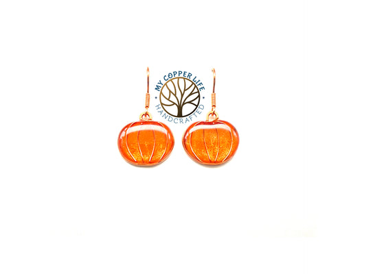 Pumpkin Resin and Copper Earrings