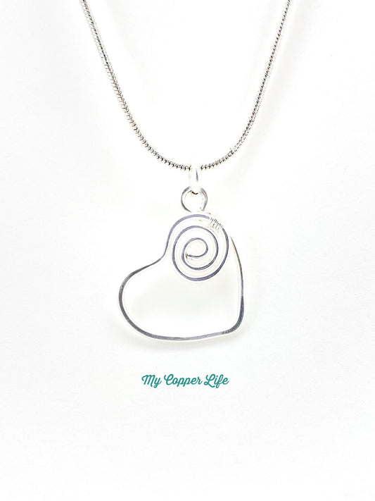 Silver Heart with Swirl Pendant