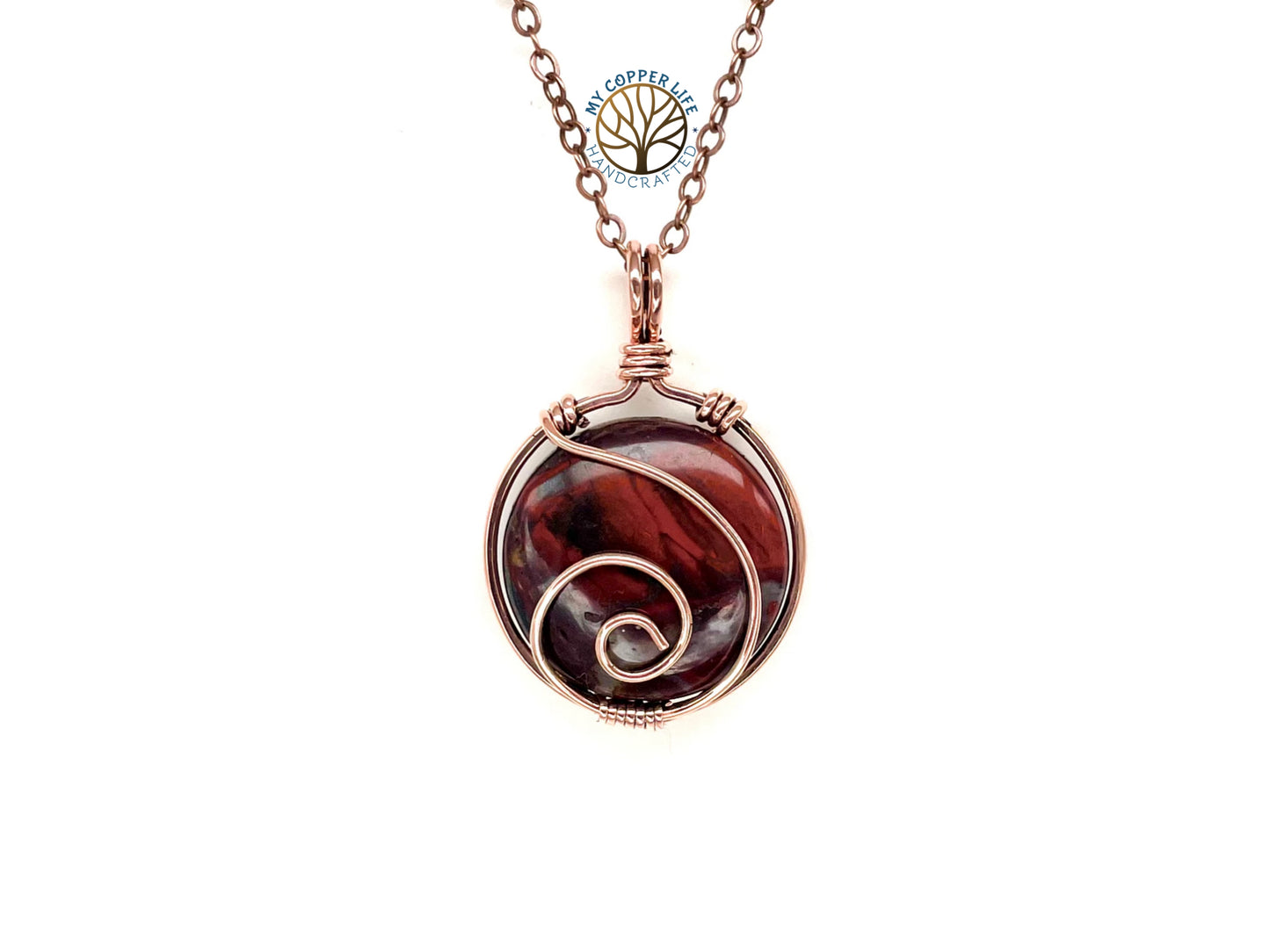 Jasper and Copper Wire Pendant