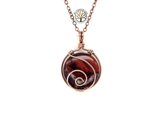 Jasper and Copper Wire Pendant