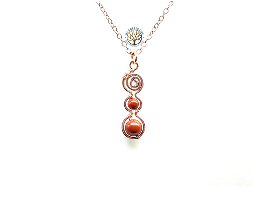 Red Jasper and Copper Beaded Pendant