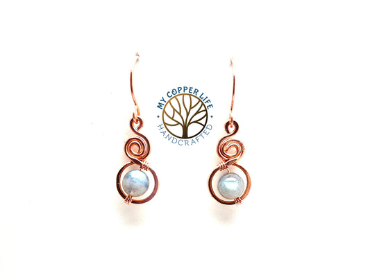 Labradorite Beaded Copper Earrings