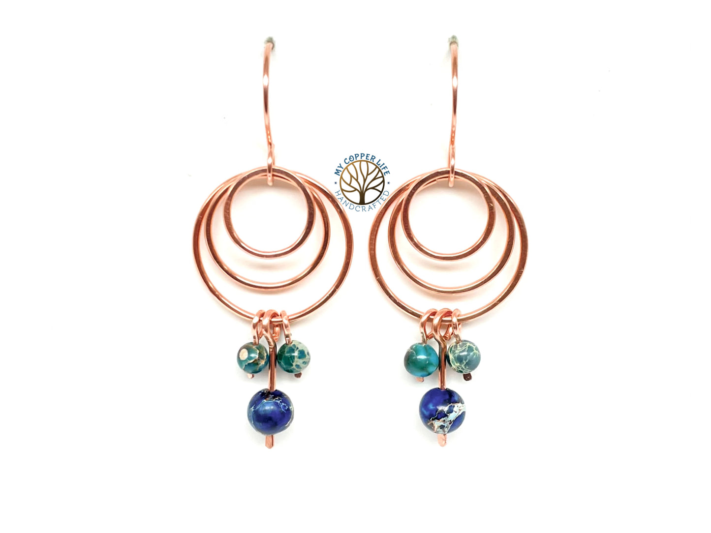 Copper and Imperial Blue Jasper Earrings