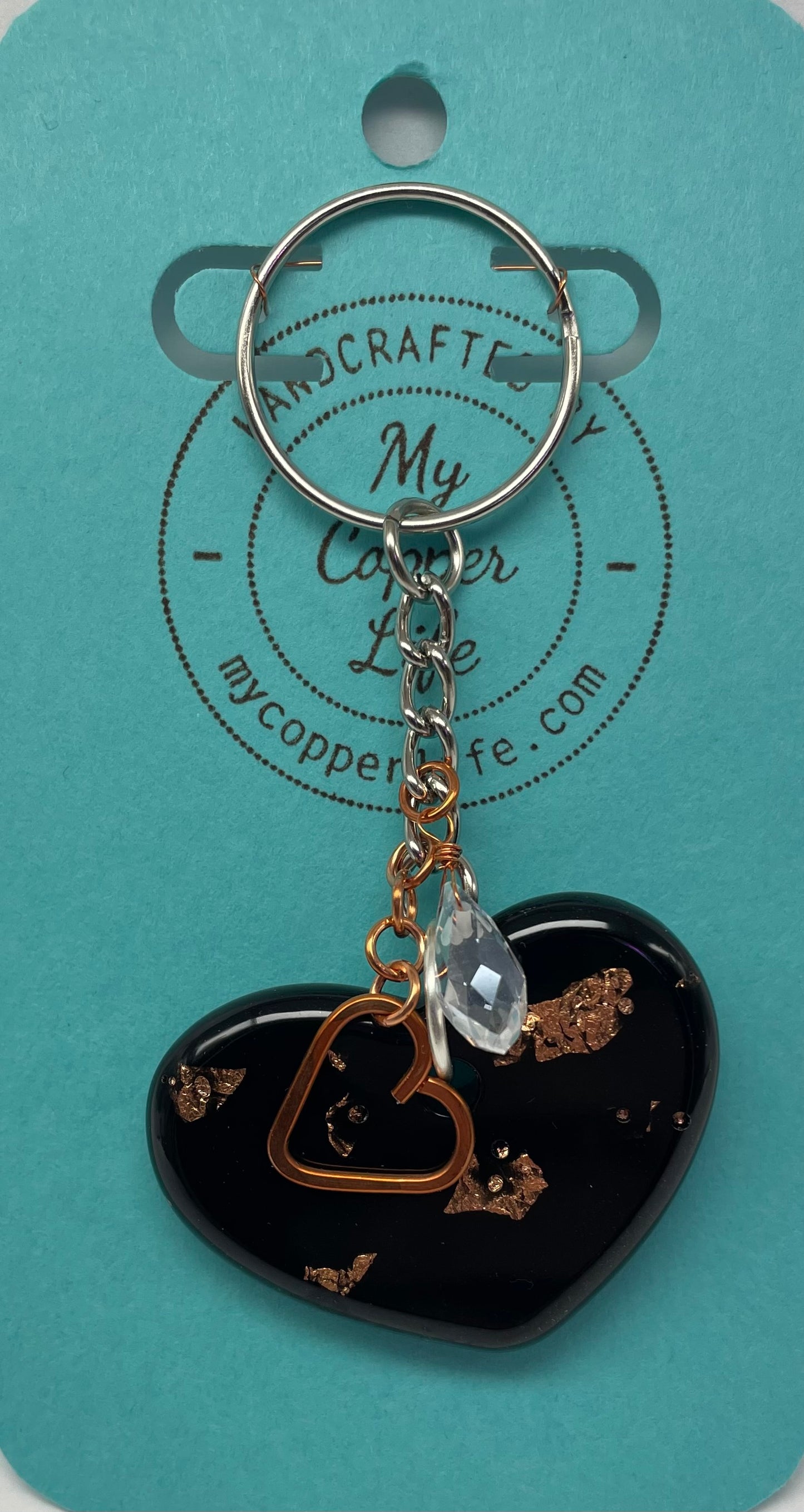 Copper & Resin Heart Keychain