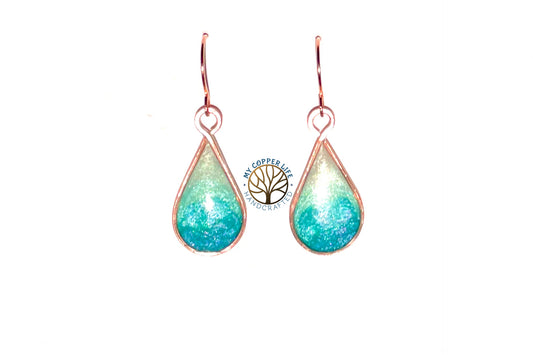 Copper Teardrop and Resin Earrings