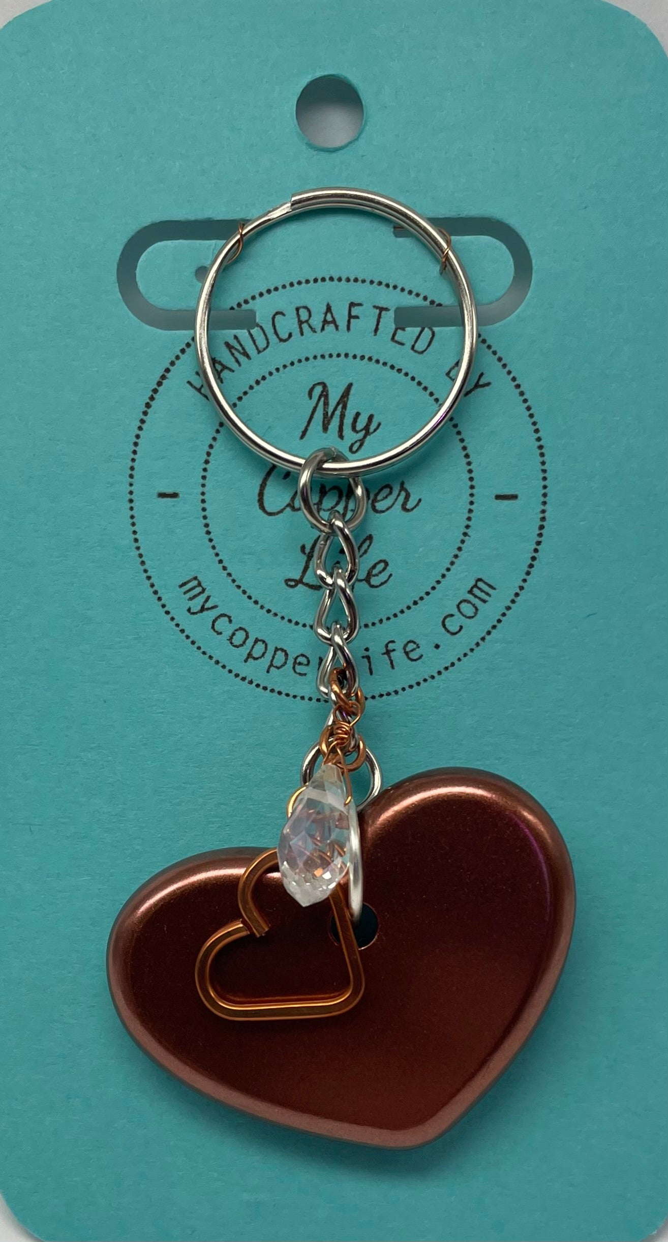 Copper & Resin Heart Keychain