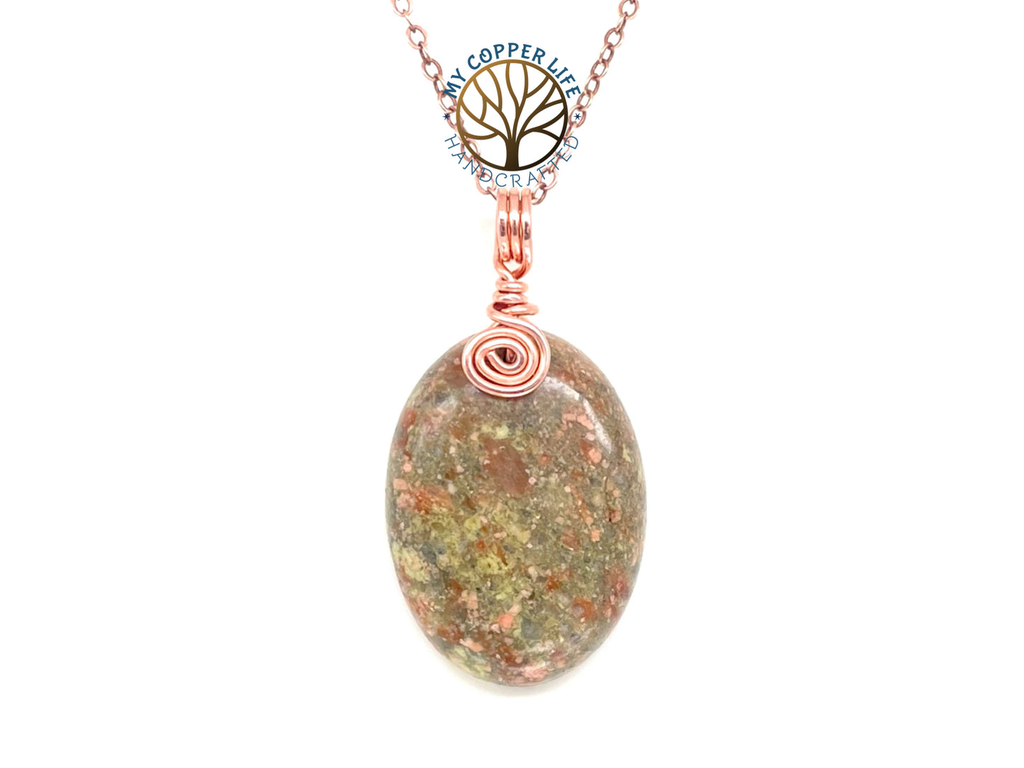 Copper Wire Bail and Stone Pendant