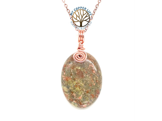 Copper Wire Bail and Stone Pendant