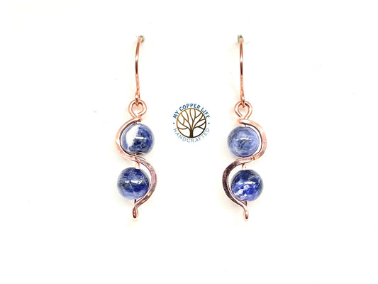 Copper and Sodalite Beaded Earrings