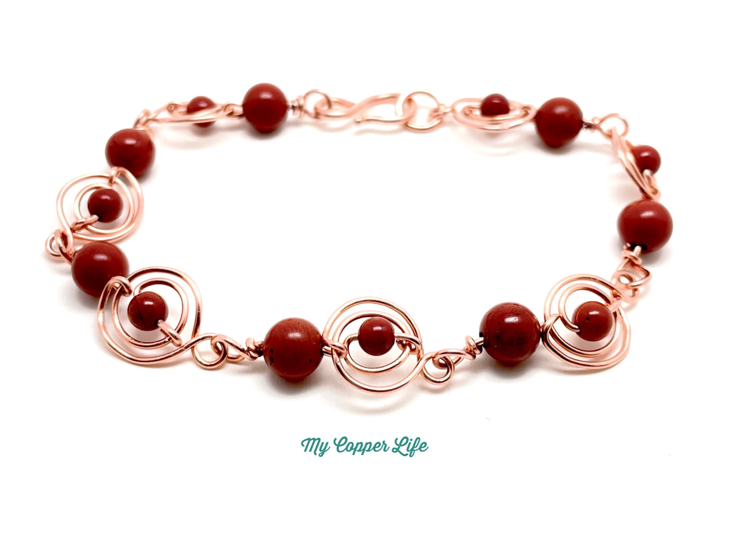 Jasper Beaded Bracelet Copper