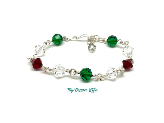 Silver and Swarovski Christmas Bracelet