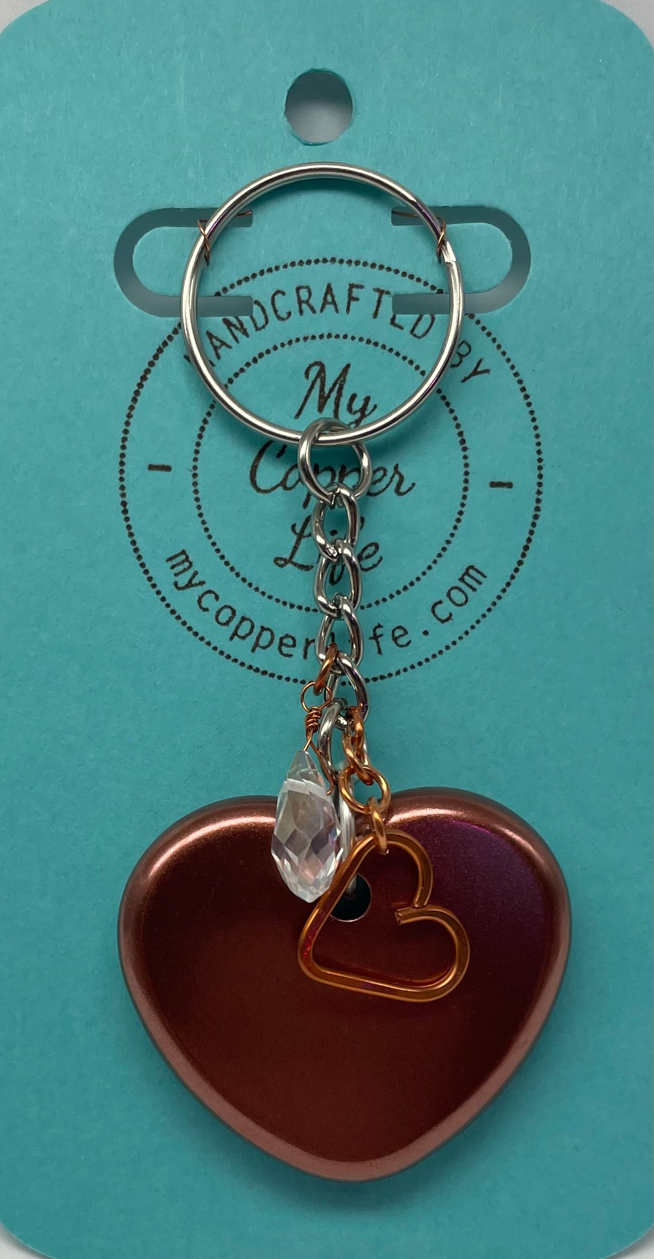 Copper & Resin Heart Keychain