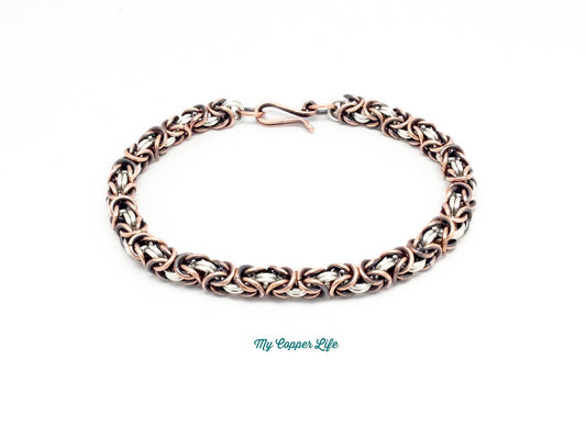 Men’s Copper and Silver Byzantine Bracelet