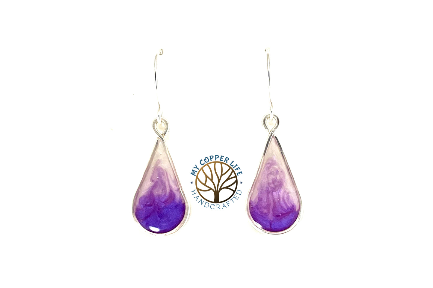 Silver Plated Copper wire and Resin Earrings