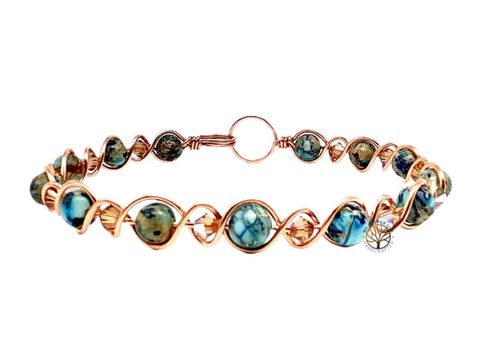 Blue Jasper and Crystal Beaded Bracelet