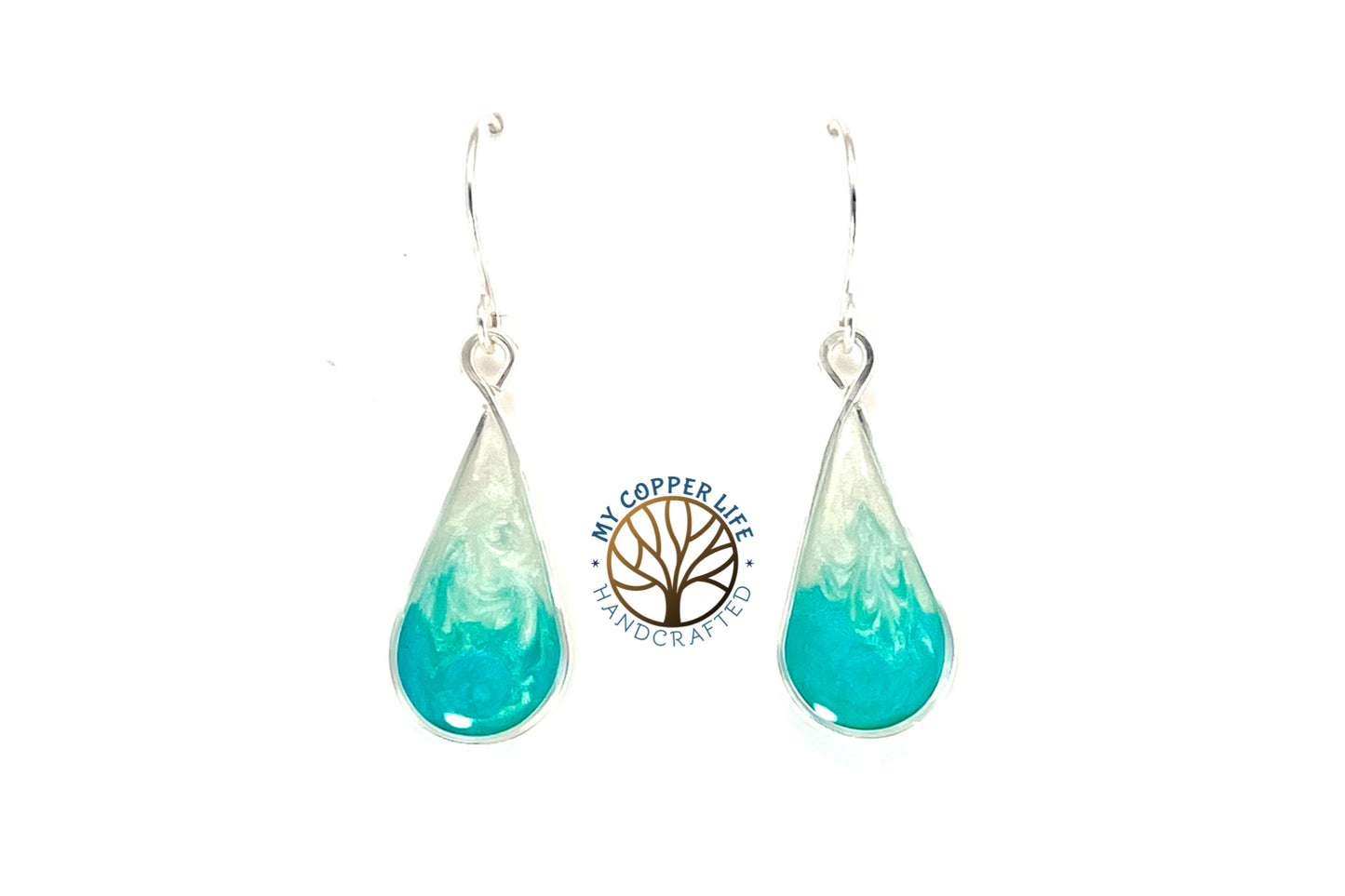 Silver Plated Copper wire and Resin Earrings