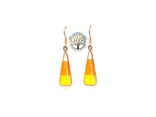 Candy Corn Resin and Copper Earrings