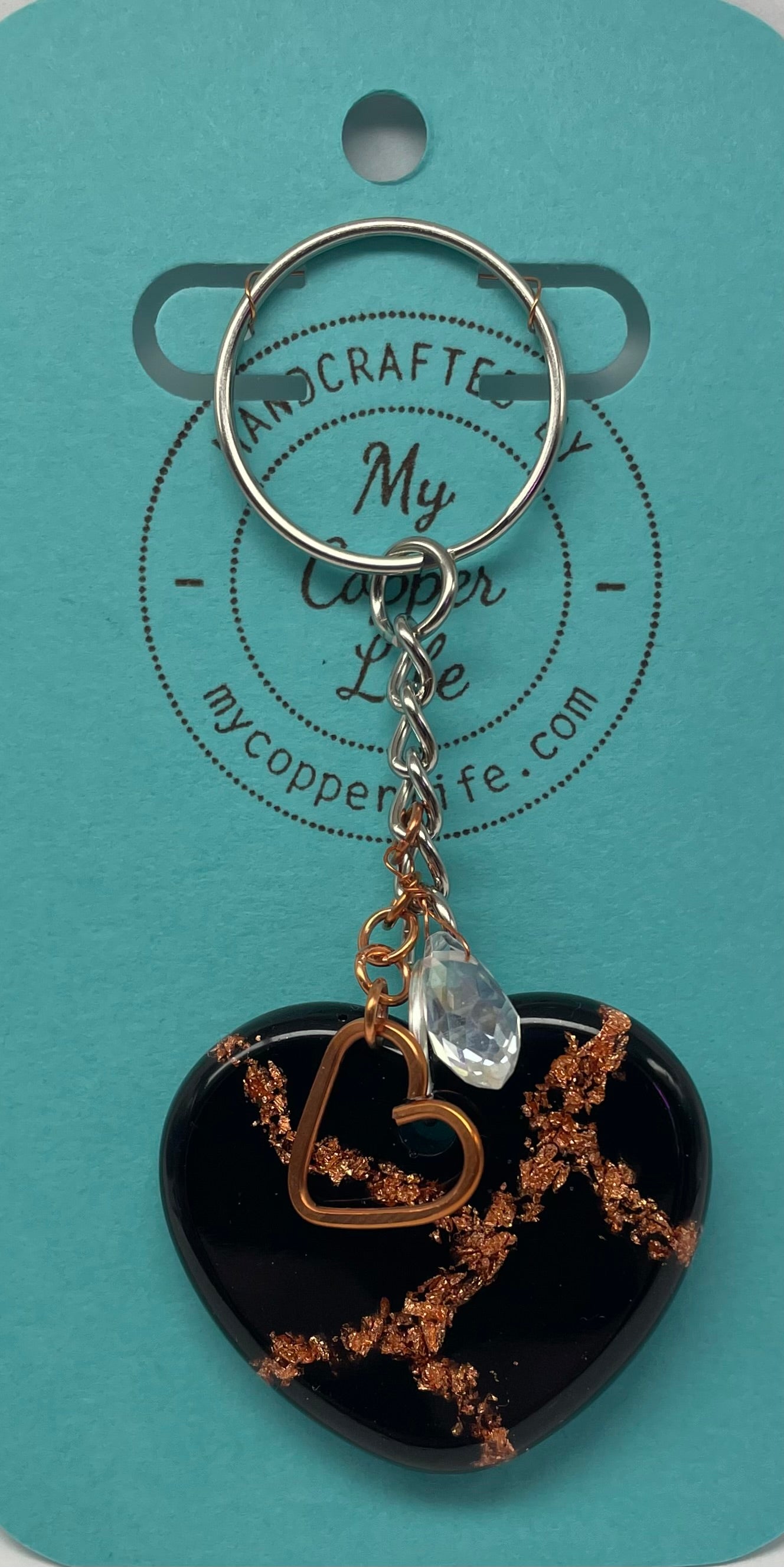 Copper & Resin Heart Keychain