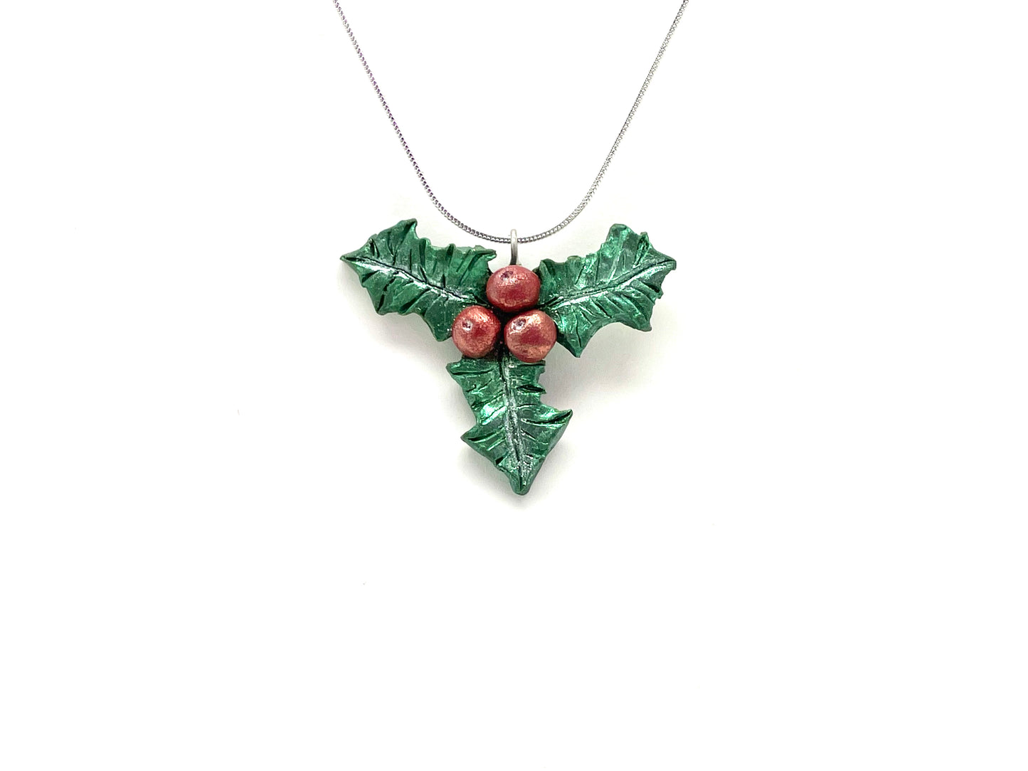 Holly Leaf Polymer Pendant