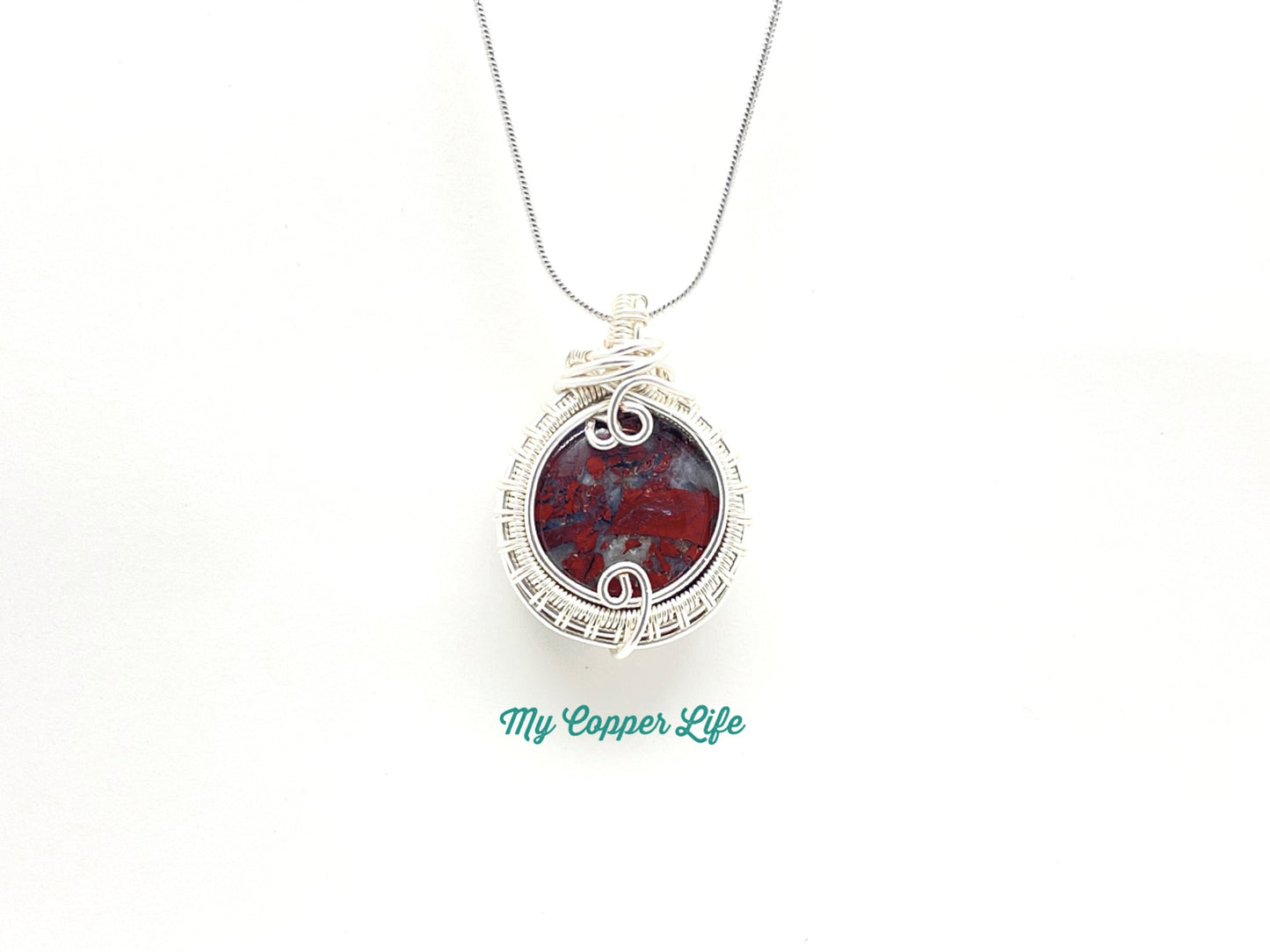 Gemstone Pendant(Red Jasper)-Silver