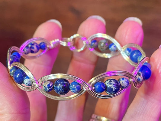 Imperial Blue Jasper Beaded Bracelet