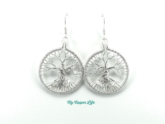 Tree of Life Earrings-Silver