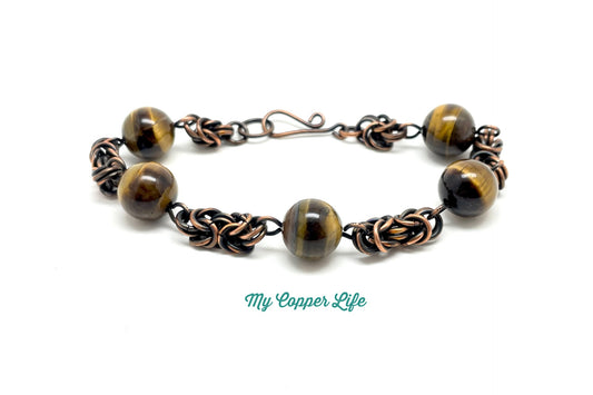 Byzantine Bracelet with Tiger's Eye Beads