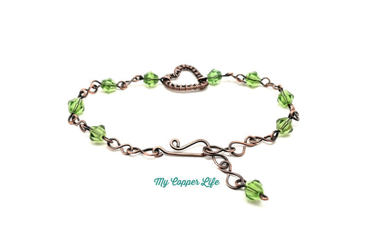 Wire Weave Heart Bracelet with Swarovski Crystals