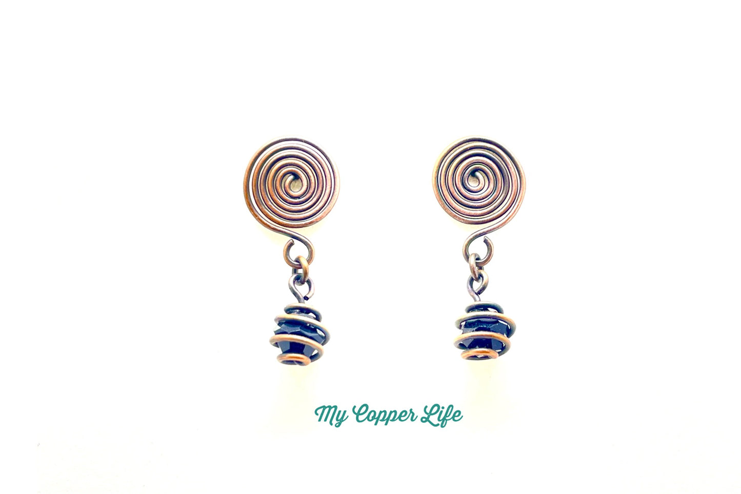 Spiral Earrings with Swarovski Crystals