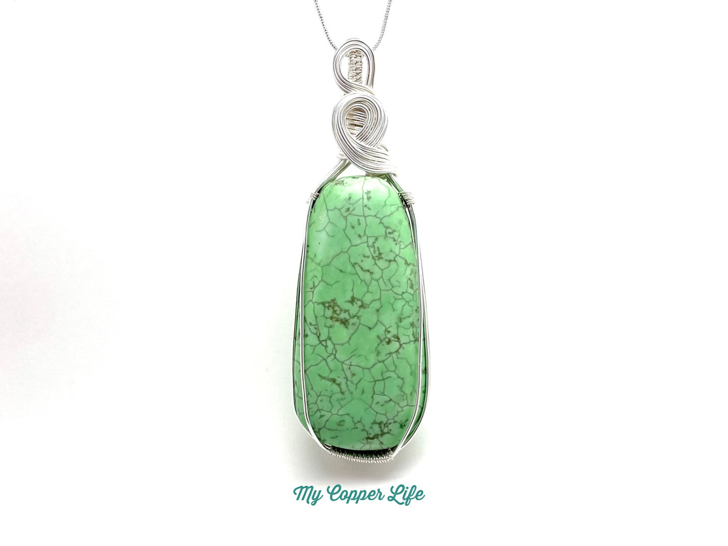 Gemstone Pendant(Green Turquoise )-Silver