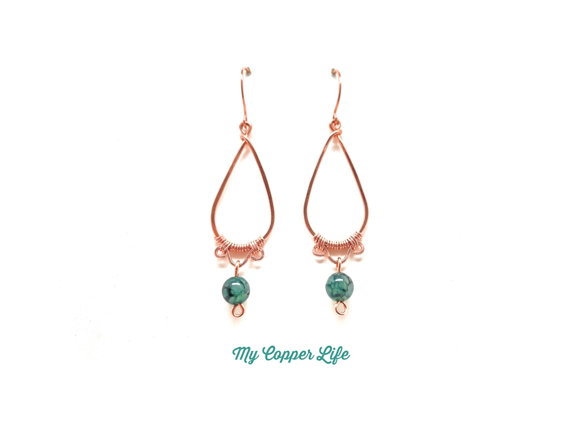 Tear Drop Earrings Copper Dragon Vein.jpg