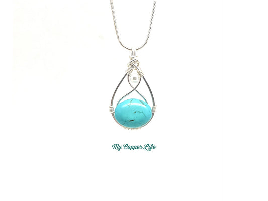 Tear Drop Pendant Silver Turquoise Bead.jpg
